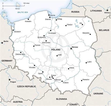 Vector Map Of Poland Political | One Stop Map pertaining to Printable Map Of Poland | Printable Maps