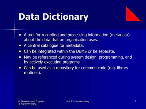 Ppt Data Dictionary Powerpoint Presentation Free Download Id9733059