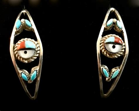 Sterling Silver Navajo Zuni Indian Sun Face Desig Gem