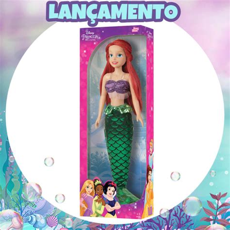 Boneca Ariel Princesa Disney Pequena Sereia Articulada 55Cm No Shoptime