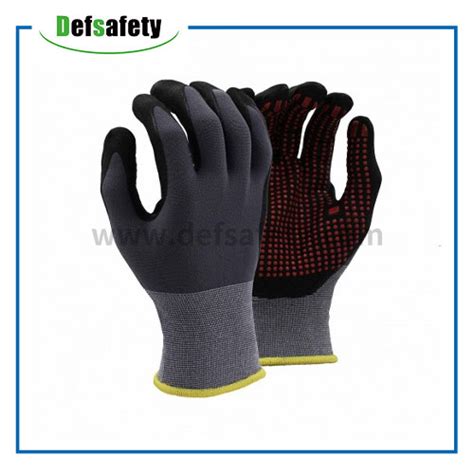 G Nylon Spandex Shell Nitrile Micro Foam Palm Coated With Dots