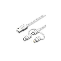 Compra Ugreen Cable USB A Macho Micro USB Lightning USB C 1m Plata