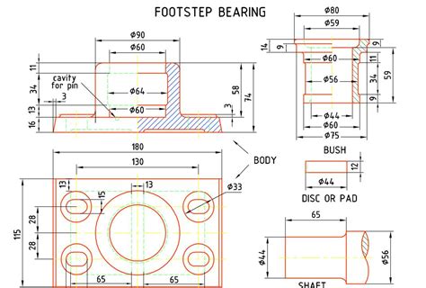 Machine Drawing Foot Step Bearing