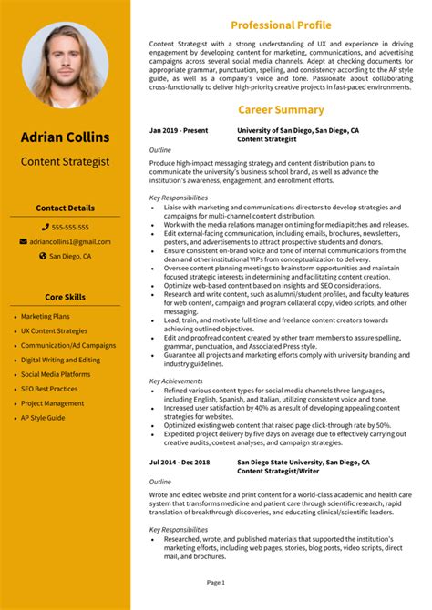 Content Strategist Resume Example Guide Secure Top Jobs