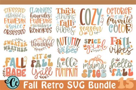 Retro Fall Svg Bundle Autumn Svg Bundle Graphic By Crazy Craft