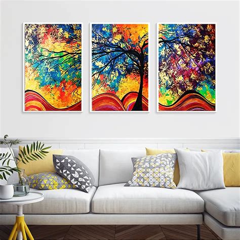 Pcs Wall Art Canvas Unframed Abstract Oil Painting Tree Landsacpe