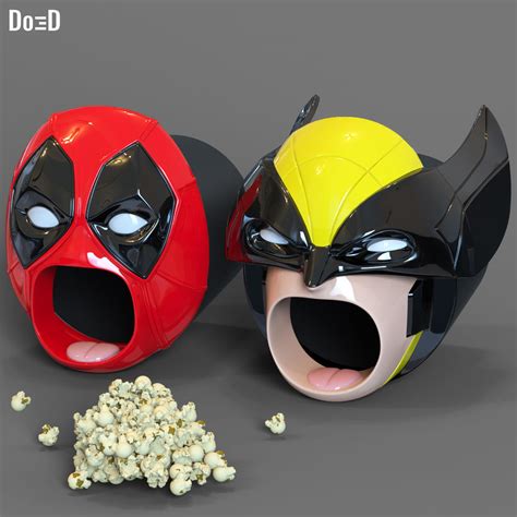 Deadpool Wolverine Popcorn Buckets D Printable Model File Stl Dw