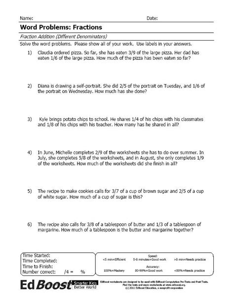 Fraction Addition Word Problems Edboost