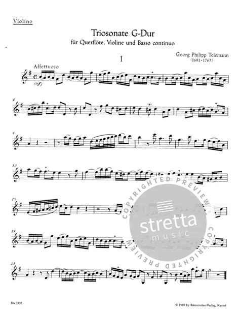 Triosonate G Dur Twv G Von Georg Philipp Telemann Im Stretta