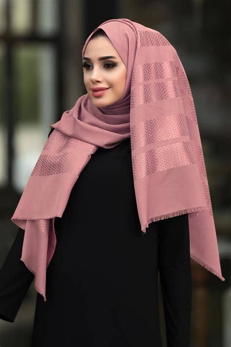 Contrast Dotted Savy Pink Printed Hijab Um Anas Islamic Clothing