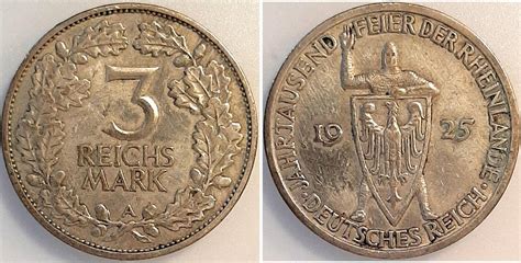 Deutschland Reichsmark A Jahrtausendfeier Der Rheinlande Ss