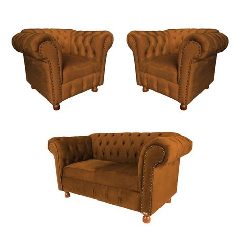 Um Sofá 2 00cm Duas Poltronas Chesterfield Luiz XV Novo Encanto