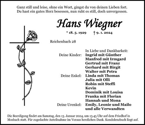 Traueranzeigen Von Hans Wiegner Trauer Flz De