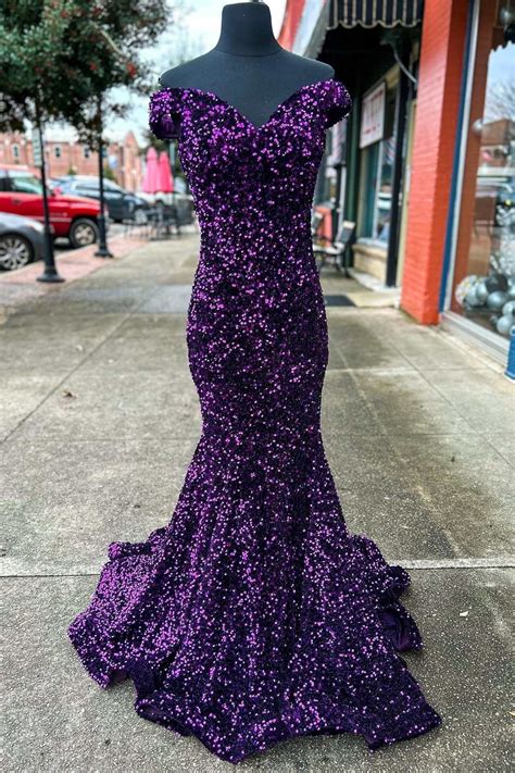 Purple Sequin Prom Dress