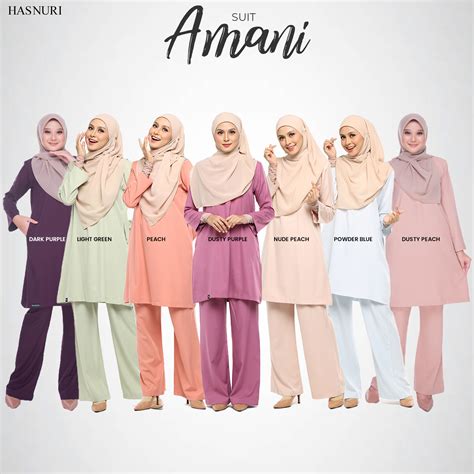 Suit Amani Nude Peach Baju Kurung Modest Fashion Online Shopping Hasnuri