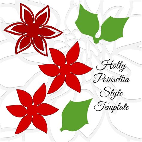 Small And Large Christmas Paper Flower Poinsettia Templates Paper