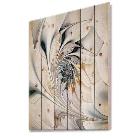 Designart White Stained Glass Floral Art Floral Print On Natural