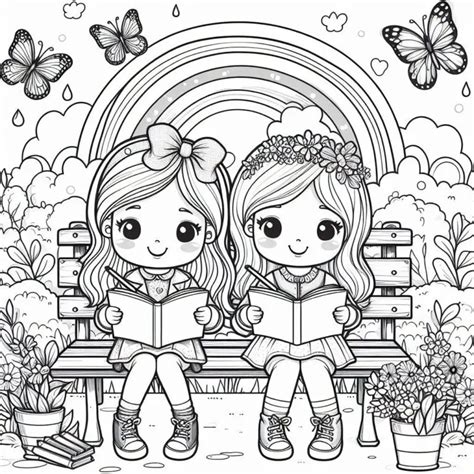 57 Desenhos melhor amiga para colorir e imprimir PDF
