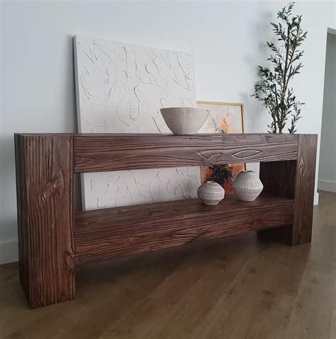 Modern Rustic Media Console Table with Shelf - Rich Walnut – Vinna Home ...