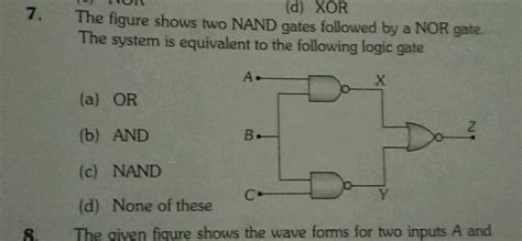 The Figure Shows Two Nand Gates Follow By A Nor Gate The System Is Equivalent To The Following