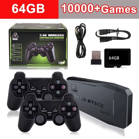 Console De Jeu Vidéo 4k Hd Stick Lite 64 Go 10000 Jeux Rétro Intégrés