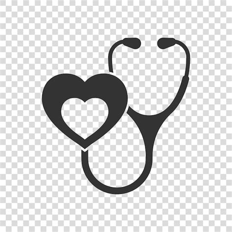 Premium Vector Stethoscope Icon In Flat Style Heart Diagnostic Vector