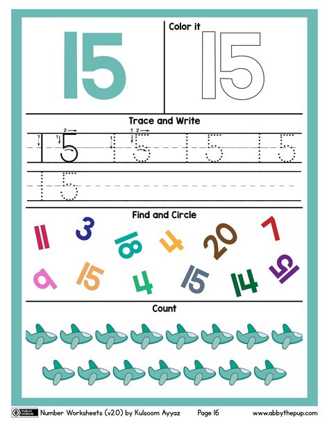 15 Number Color Trace Write Find And Count Worksheet Free