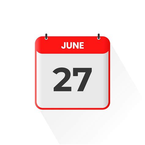 27th June calendar icon. June 27 calendar Date Month icon vector ...