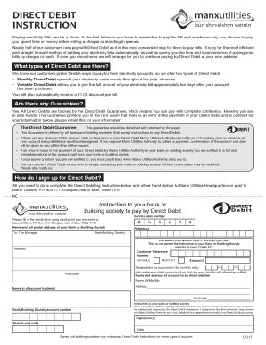 Manx Utilities Direct Debit 2020 2024 Fill And Sign Printable