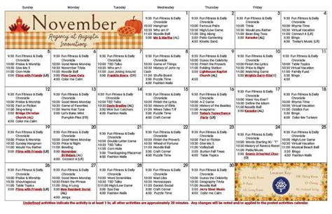 November 2023 Calendar - Regency Senior Living