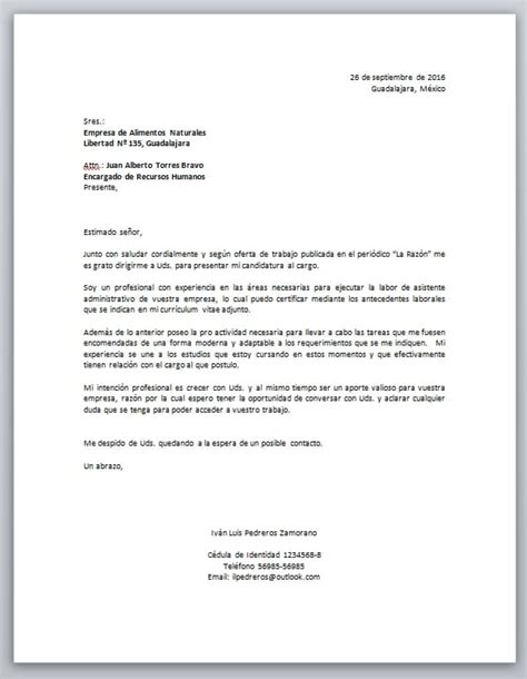 Descarga Formato De Carta De Presentaci N Laboral En Word Oficientes