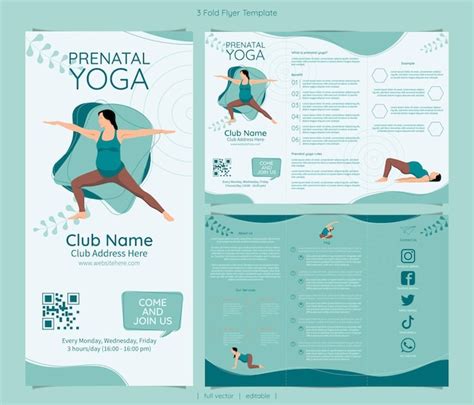 Premium Vector Prenatal Yoga 3 Fold Flyer Template Full Vector