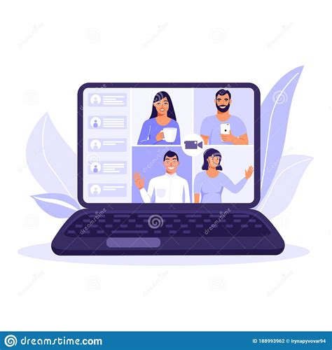 Video Conference Or Online Meeting Concept Team Of People On Computer