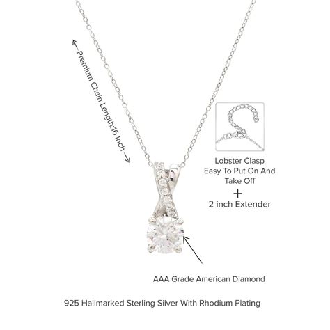 Ornate Jewels 0 75 Carat American Diamond Solitaire Pendant With Silver