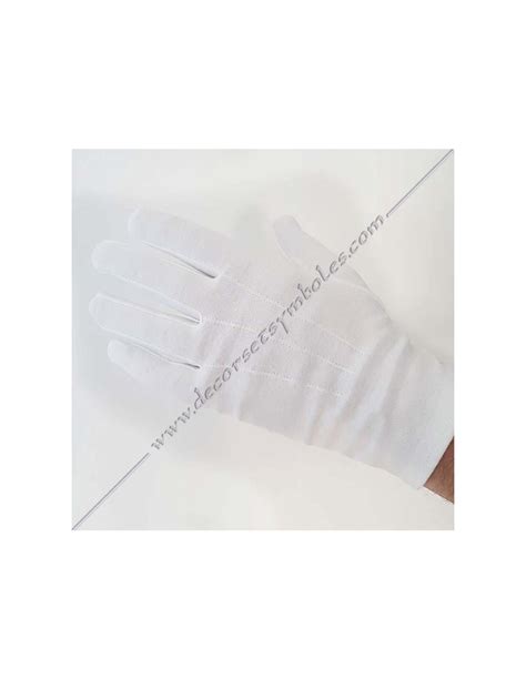 Gants Blancs Maconniques Avec 3 Coutures Ou Nervures En Coton Et Lycra