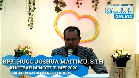 Ibadah Online Pencurahan Roh Kudus Minggu 31 Mei 2020 Youtube