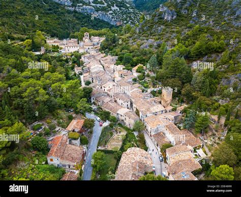 Aerial View Saint Guilhem Le Desert Labelled Les Plus Beaux Villages