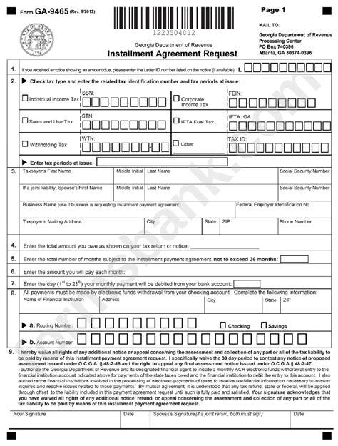 Irs Form 9465 Printable