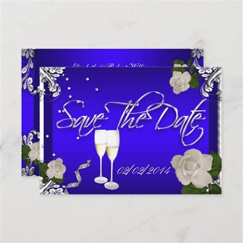 Save The Date Royal Blue Anniversary Wedding Invitation Zazzle