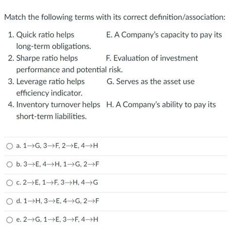 Solved Match The Following Terms With Its Correc SolutionInn