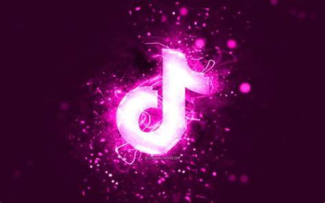 Download wallpapers TikTok purple logo, 4k, purple neon lights ...