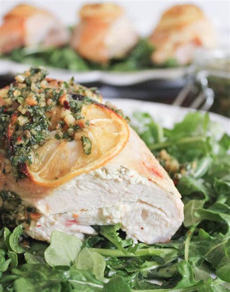 Goat Cheese Stuffed Chicken Breasts With Rustic Basil Pesto Domesticate Me