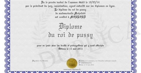 Diplome Du Roi De Pussy