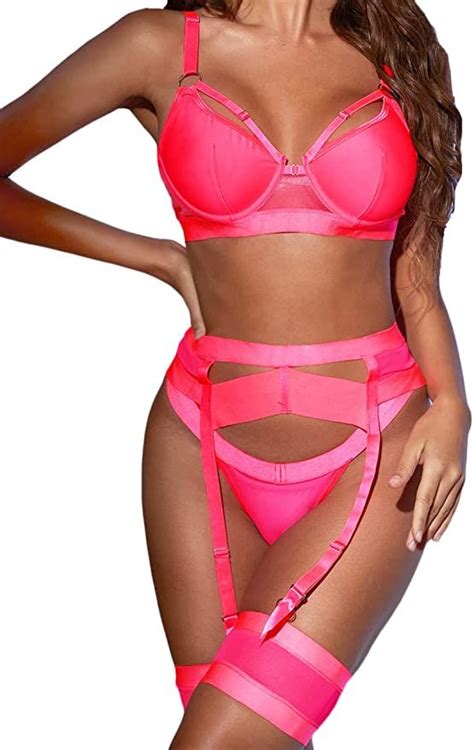 Mesh Imported Hook And Eye Closure Feature This Matching Bra And Panty Set With Belt And Thigh