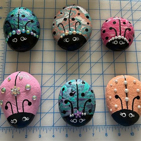 Ladybug Painted Rocks Etsy