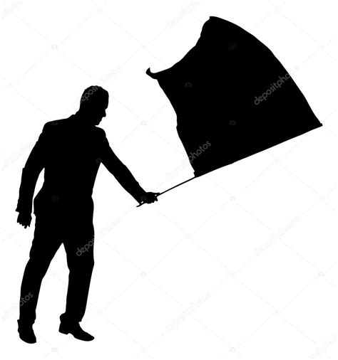 Silhouette Businessman Waving Flag Stock Vector AndreyPopov 53302301