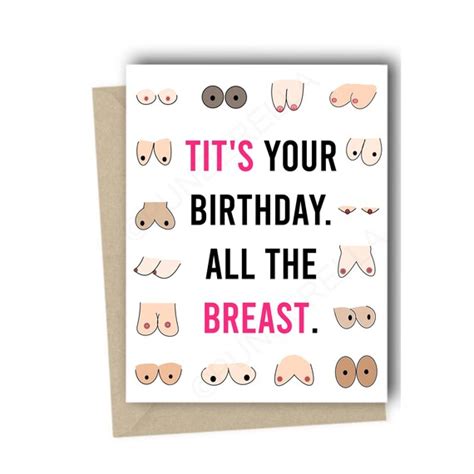 Boob Card Funny Birthday Card Funny Boob Card Boobs Birthday Etsy