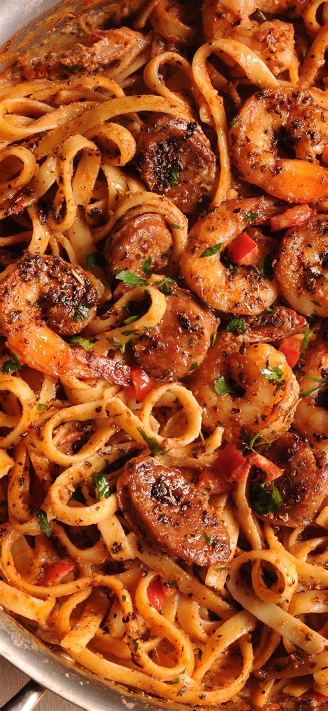 Creamy Cajun Shrimp And Sausage Pasta