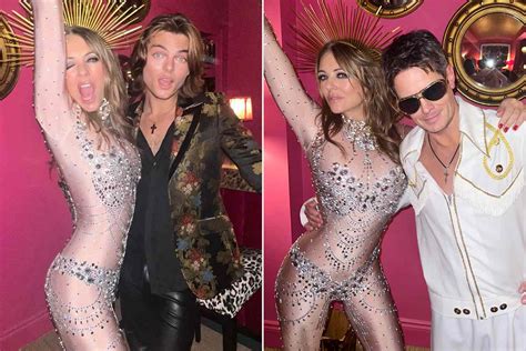 Elizabeth Hurley Wears Nude Bejeweled Catsuit To Ring In The New Year