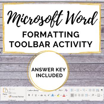 Microsoft Word Formatting Toolbar Practice Activity By Businessfromthehart